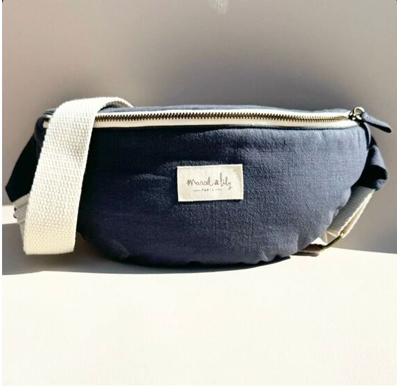 Sac Banane 100% lin- gris nuage "Marcel& Lily"